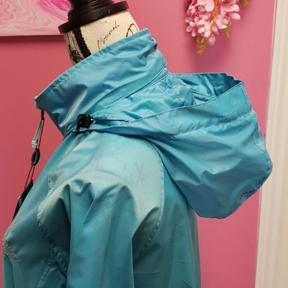 NWT 💕Landway Blue Zip Up Windbreaker Rain Jacket - Picture 5 of 15